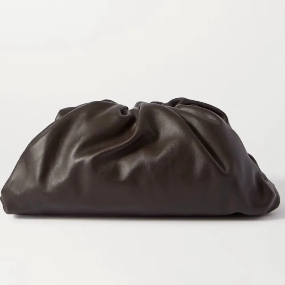Bottega Veneta Dark Brown Leather Pouch Clutch